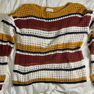 Nine West Women's Knit Sweater - Mustard, Rust, and White